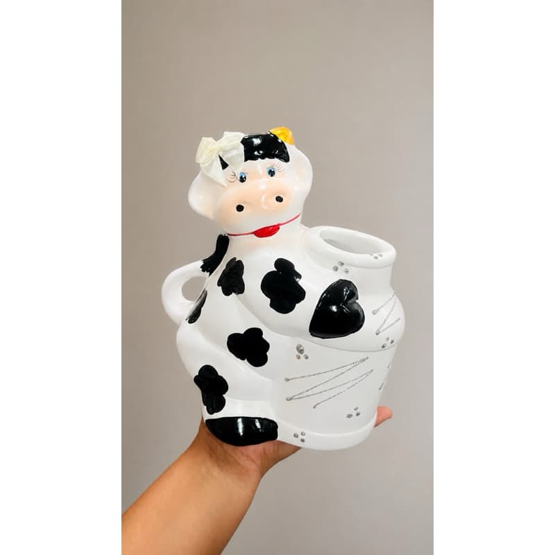 Vaquinha Cerâmica Porta Talher Porta Papel Bruna Lohaine