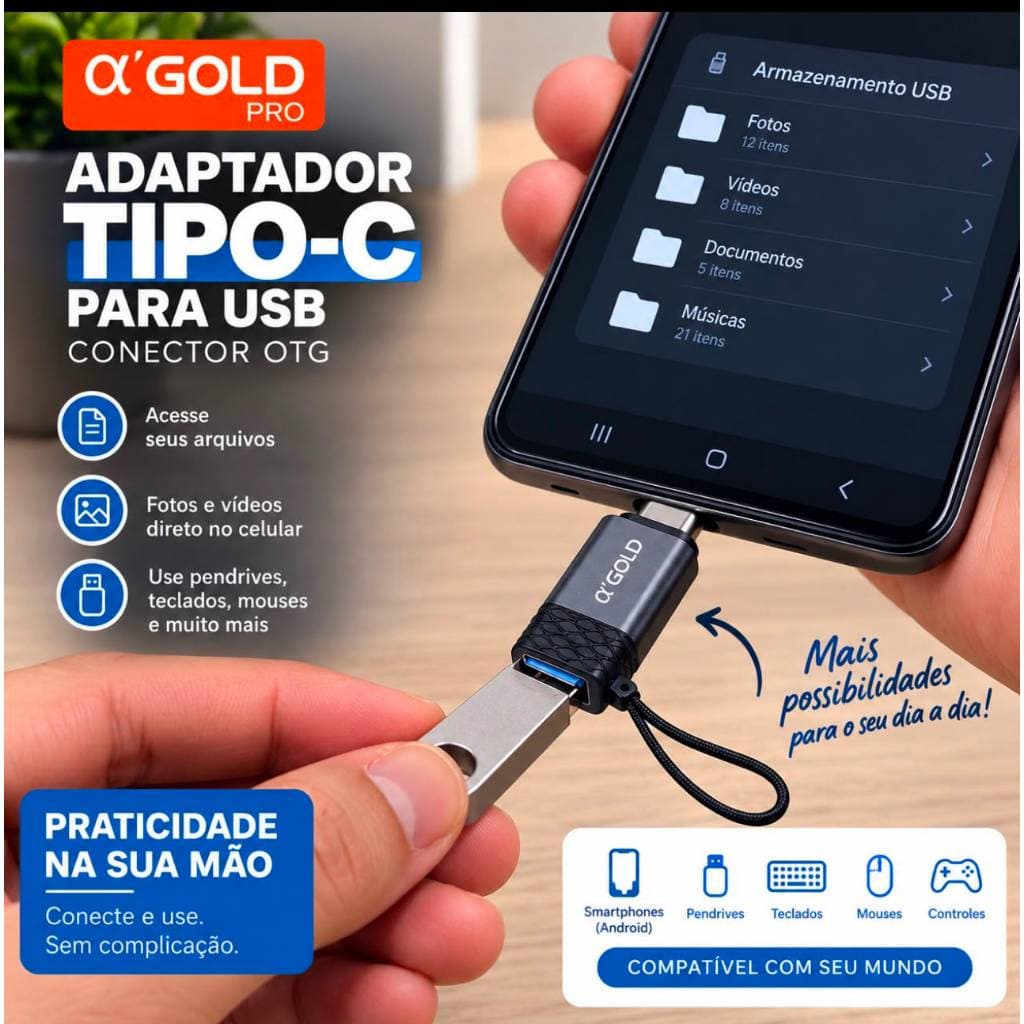 Adaptador OTG Tipo-C para USB  TRANSMISSÃO DE DADOS NOTEBOOK E CELULAR -PRO CBA-23