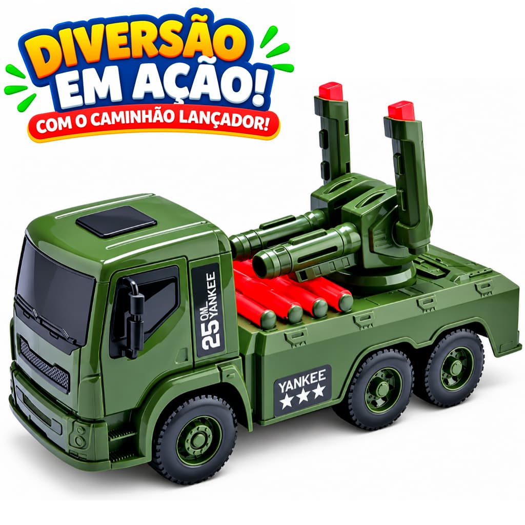 Caminhão Militar Infantil Exército 25 Oil Yankee Lançador Lança Míssil - Omg Kids