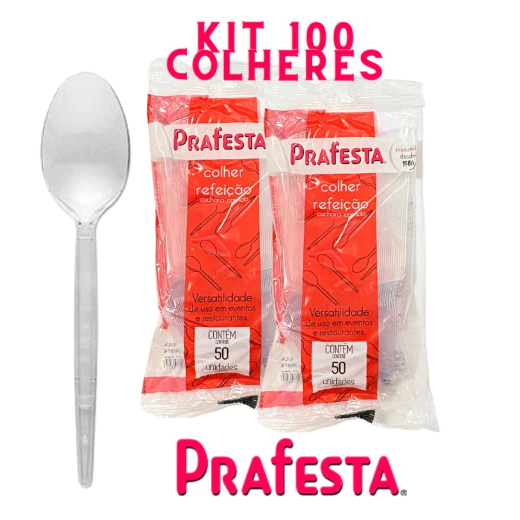 Colher Branca Descartável  Para Refeiçao/Caldo kit com 100 unidades
