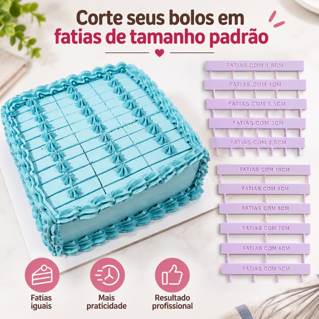 Régua Fatia Padrão | Régua marcadora de Corte para Bolos e Doces Slice Cake Fatia de Bolo Marcador de fatias