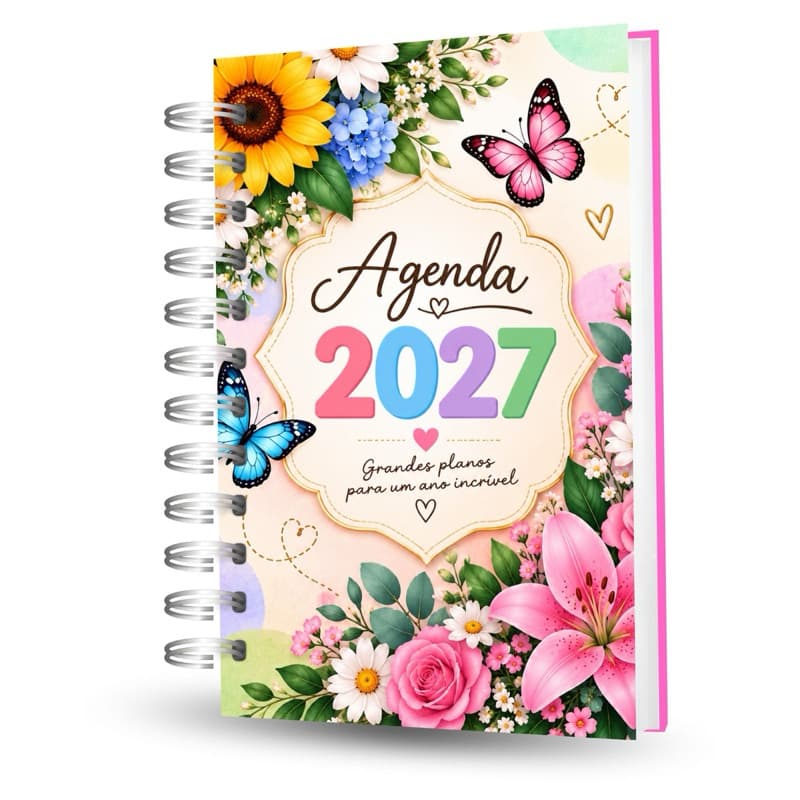 Agenda Planner  Anual 2027  | Planner 2027 Capa Dura A5 374 páginas Datada  Envio Rápido