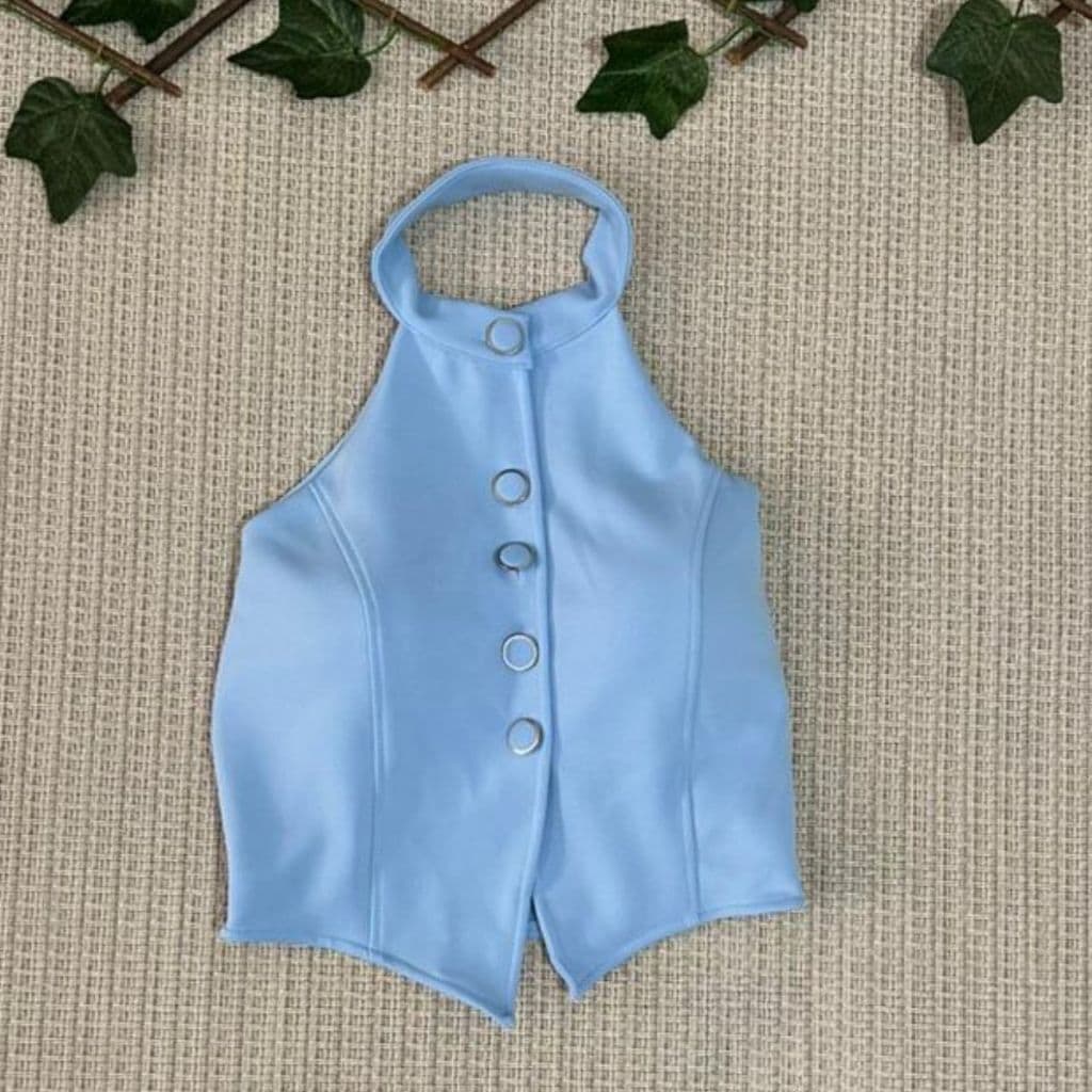 top corpped de neoprene com botão com bojo tamnho único veste 38-40