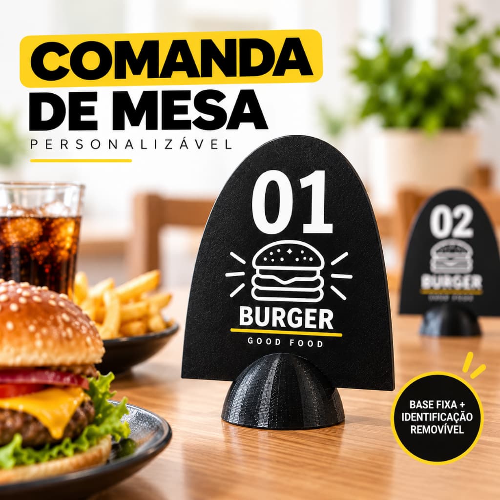 COMANDA IDENTIFICADORA DE MESA PERSONALIZADA - Organização e fortalecimento de marca - Comanda de Mesa Personalizada
