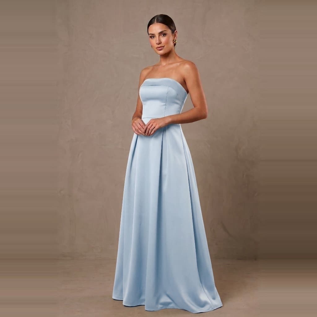 Vestido Longo Feminino Tomara Que Caia Acetinado Liso Festa Madrinha Formatura Casamento Elegante
