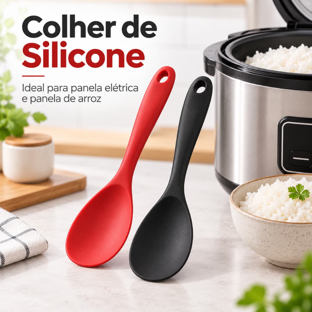 Colher de Silicone para Panela Elétrica Panela de Arroz Não Risca Antiaderente