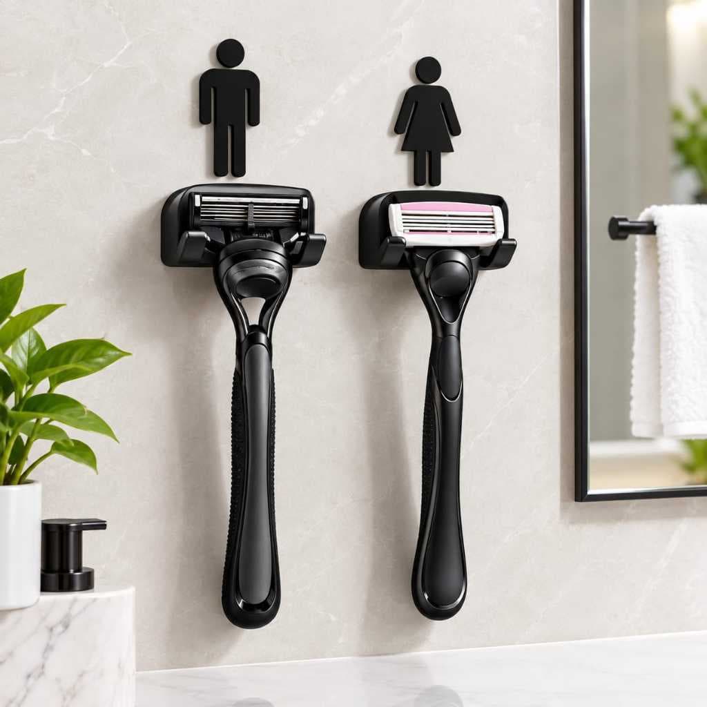 Suporte de Parede para Lâmina de Barbear com Fita 3M Organizador Banheiro Barbeador Masculino Feminino
