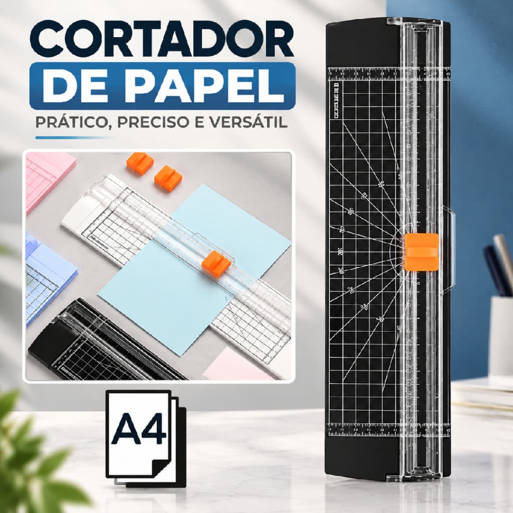 Cortador de Papel A4 com R茅gua Guilhotina de Precis茫o para Fotos Papel e Artesanato