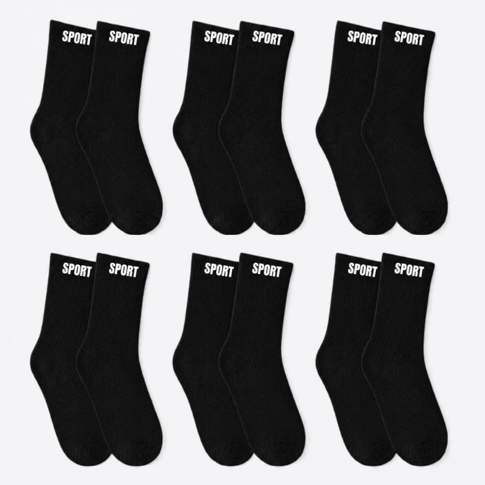 MEIAS MASCULINAS KIT 3 ou 6 PARES  CANO ALTO ALGODÃO COR PRETA