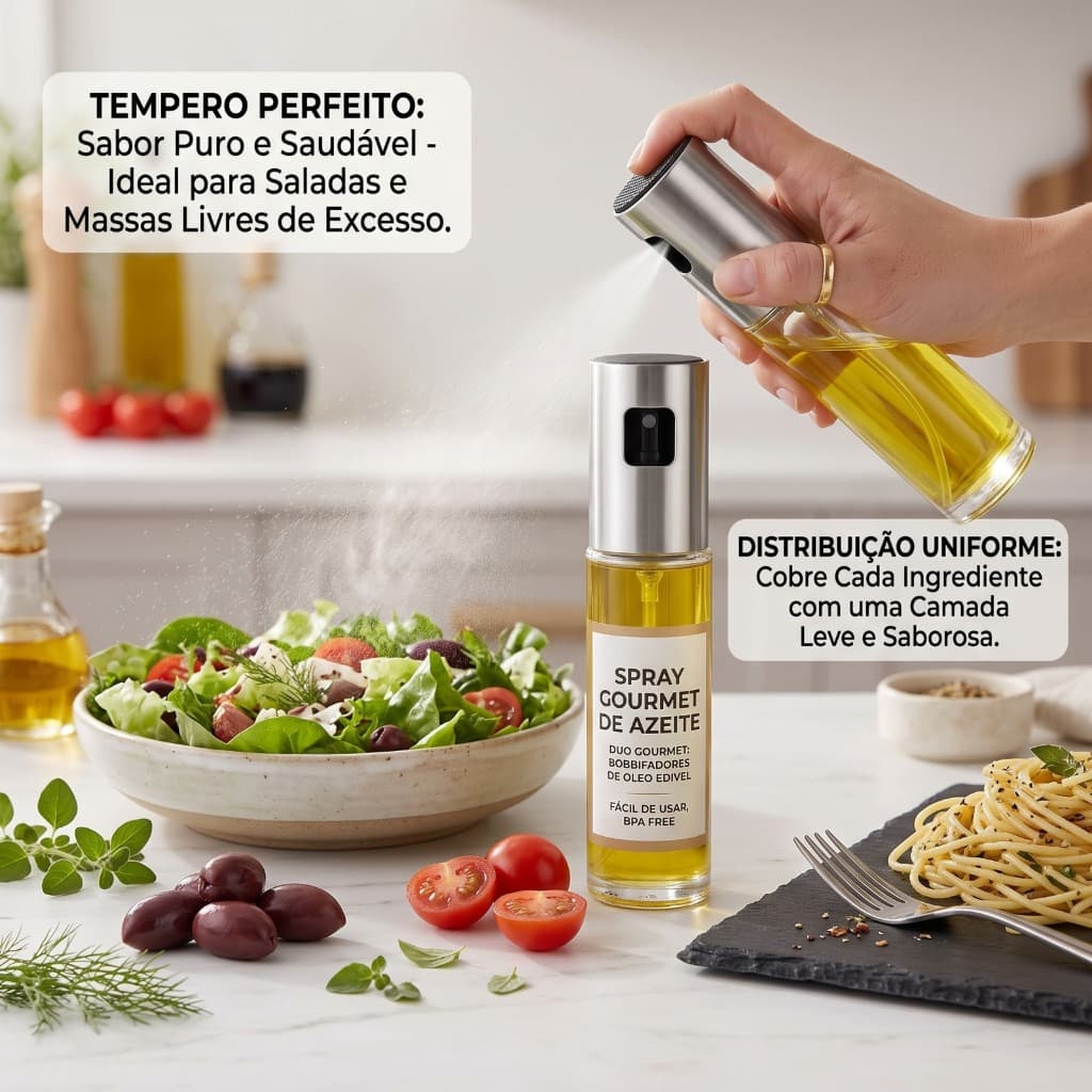 Borrifador Galheteiro Spray de Vidro 100ml para Azeite e Vinagre – Spray Reutilizável