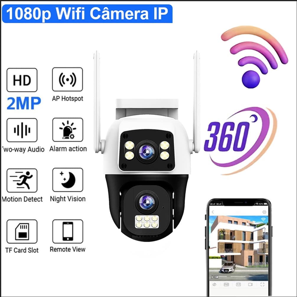 Kit 1, Câmera Segurança WiFI IP - Yoosee/iCsee Áudio Infravermelho Interno e Externo SC11