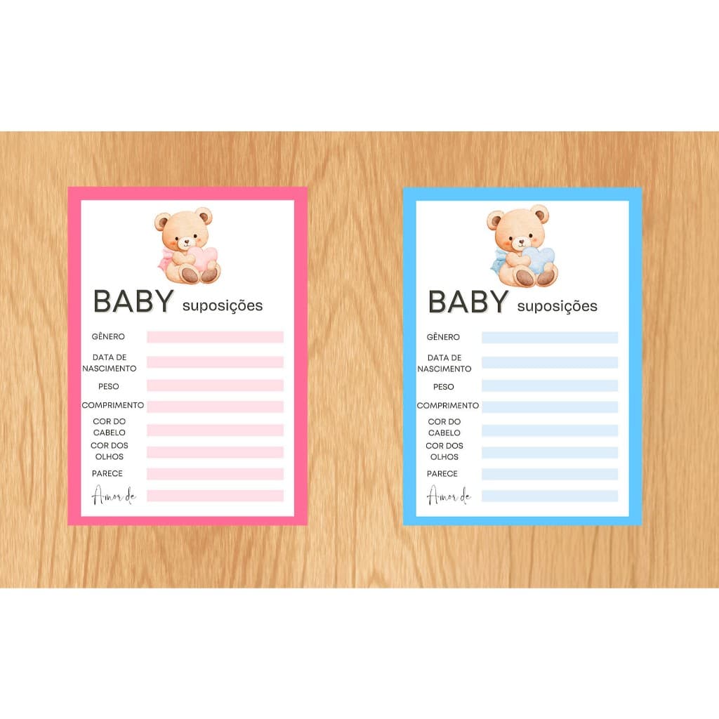 Brincadeira chá de bebê personalizado - Papelaria Suposições para o bebê - chá de bebê - brincadeira chá de bebê - bebê