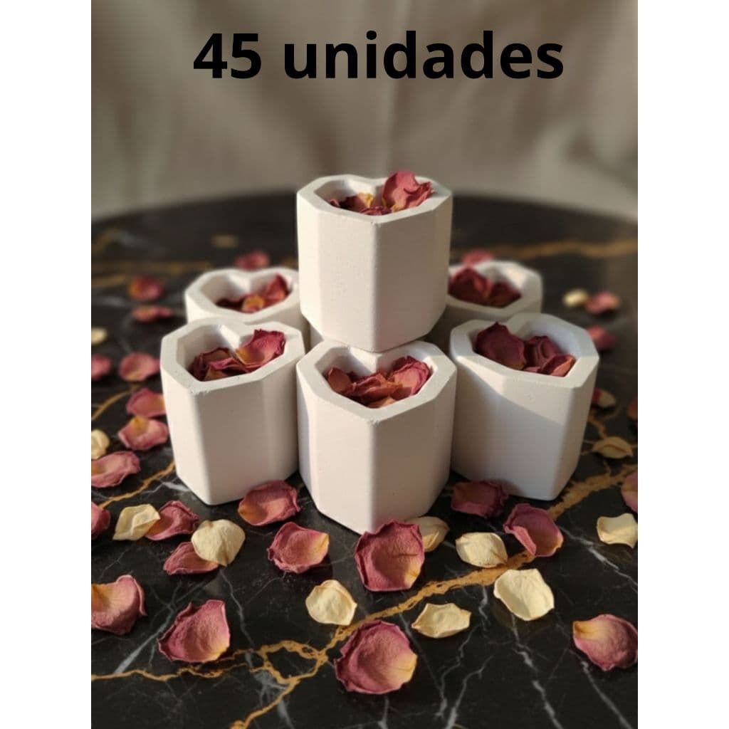 KIT 45 vasinhos CORAÇÃO de gesso para presentes e Lembrancinhas porta-velas e suculenta