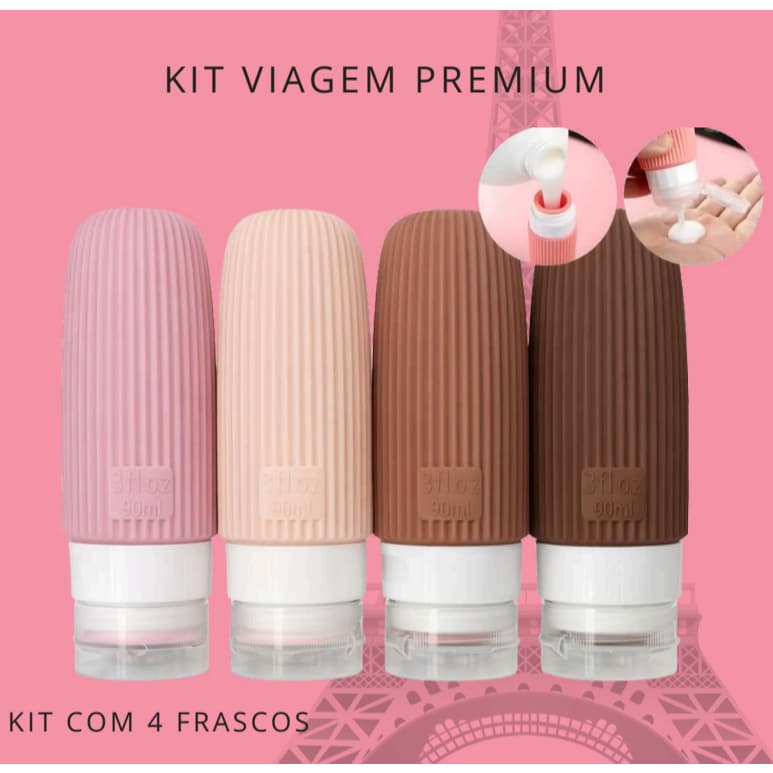 4pcs Frascos Dispensadores Viagem De Silicone 90ML Para Shampoo E Lavagem Corporal