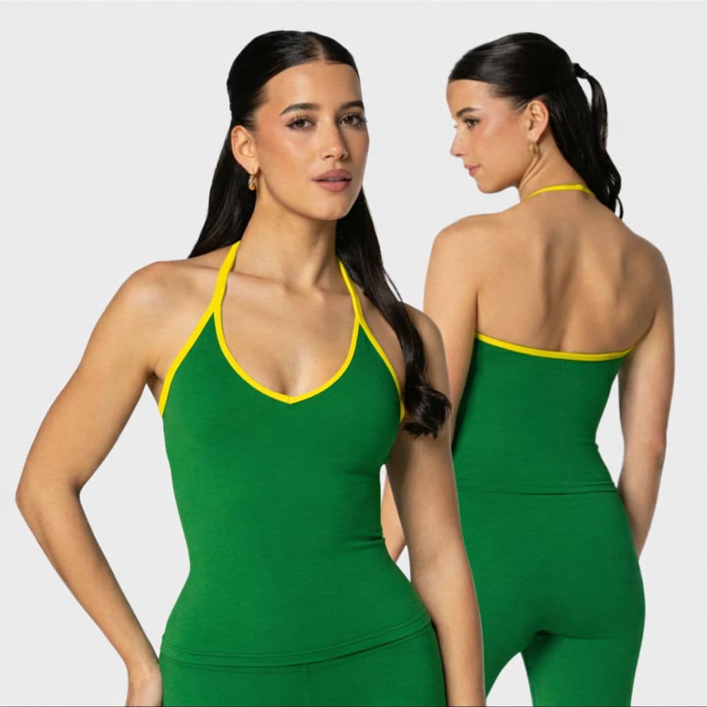 Regata Brasil Feminina Suplex Frente Única Halter Top Tube Alcinha Pescoço
