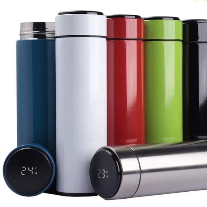 Garrafa Térmica Em Aço Inox Com Termômetro Digital 500ml Led