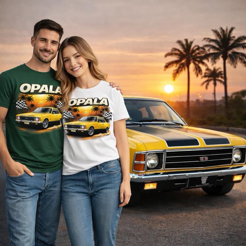 Camiseta Opala SS 1976 Vintage Premium | Camisa Carro Clássico Masculina Feminina Infantil | Branco Preto Azul Verde