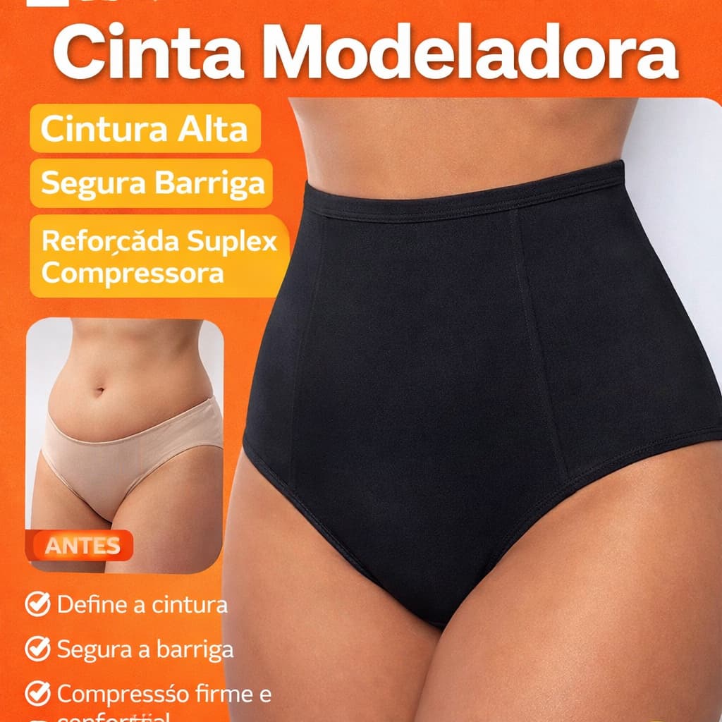 Calcinha Cinta Modeladora Cintura Alta Pós parto Suplex | Redutora Abdômen Segura Barriga Compressão Forte M G GG