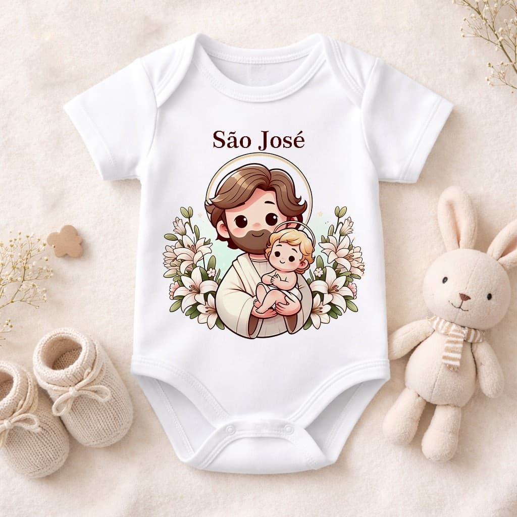 Body Bebê Personalizado São José Santo #F309