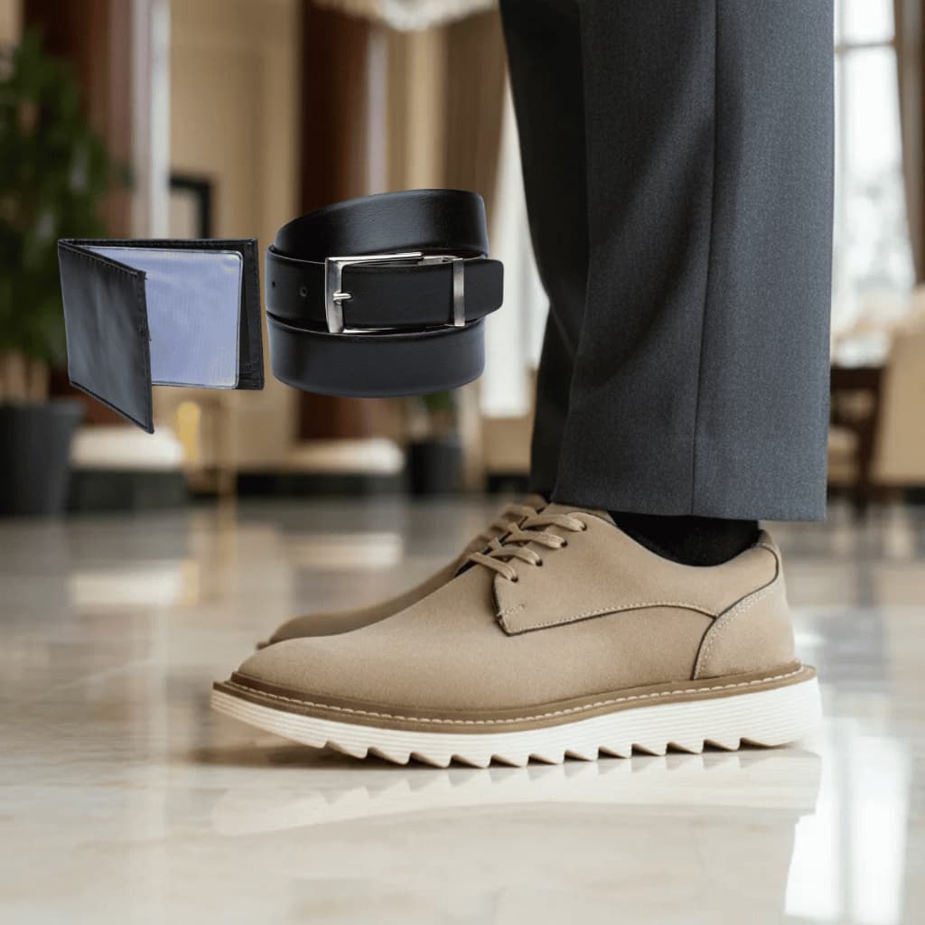 Sapato Social Oxford Nicolau Confortável Masculino Social Brogue + Carteira + Cinto Igreja Festa