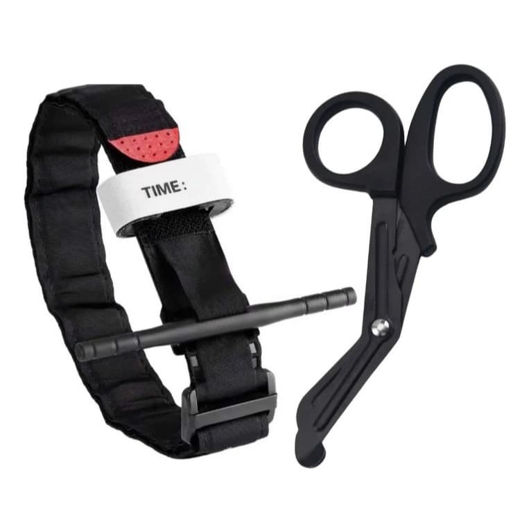Kit Torniquete Tático Militar Primeiros Socorros + Tesoura Aph Ponta Romba Socorrista