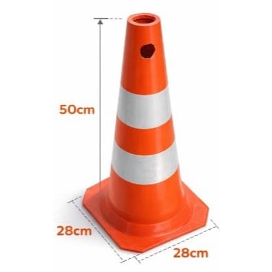 Cone de Sinalização 50cm PVC Branco e Laranja PLASTCOR | Segurança Viária Rodovia Obras - 4302