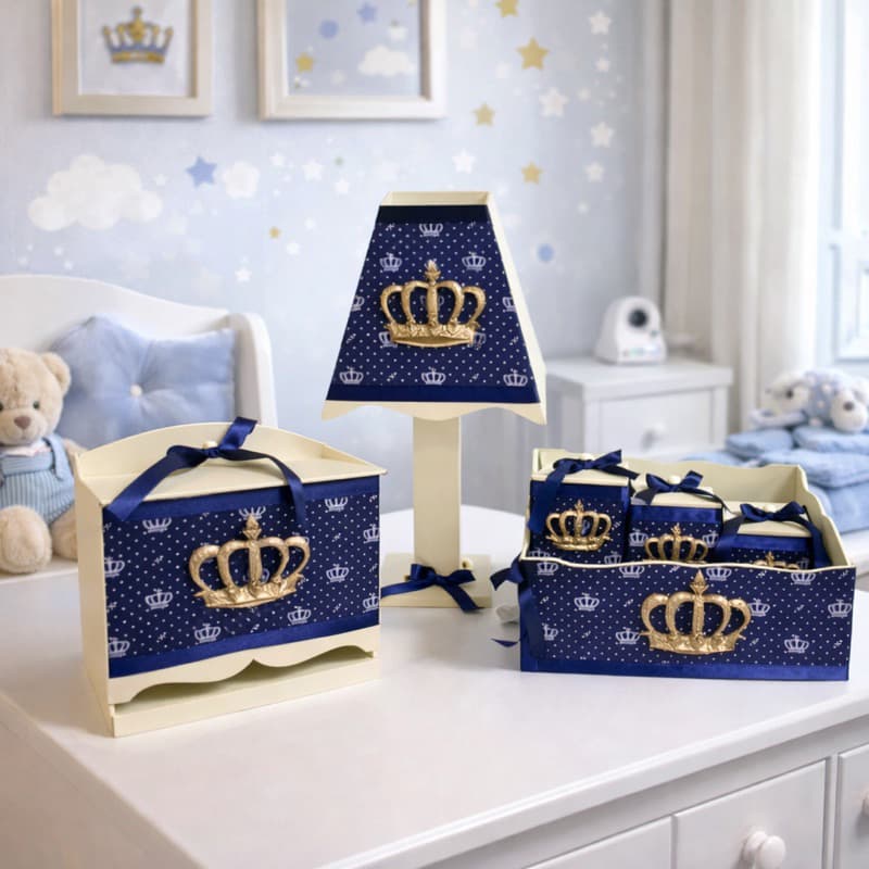 KIT HIGIENE MENINO PRÍNCIPE MARFIM KIT MATERNIDADE BEBÊ MENINO COROA