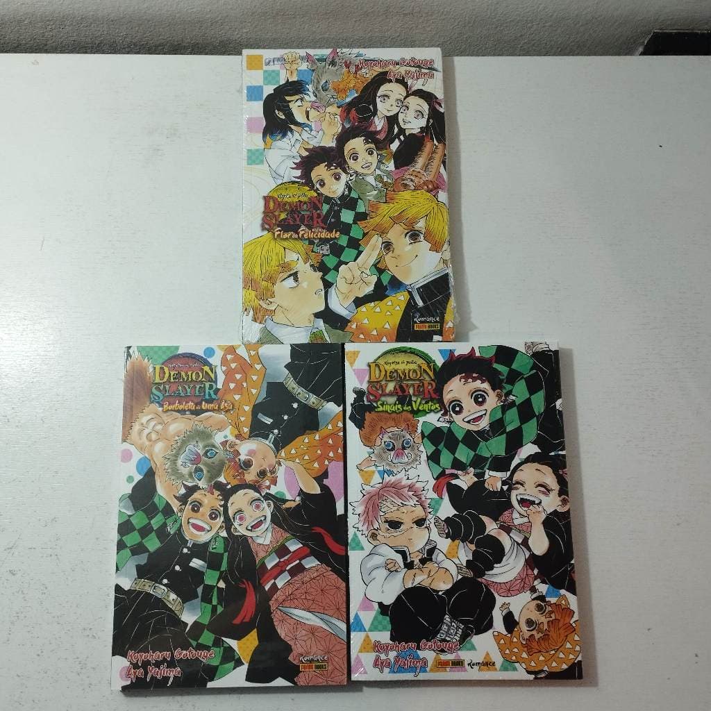 KIT Novels Demon Slayer: Flor da Felicidade, Borboleta de uma Asa e Sinais do Vento – Koyoharu Gotouge (NOVOS e LACRADOS