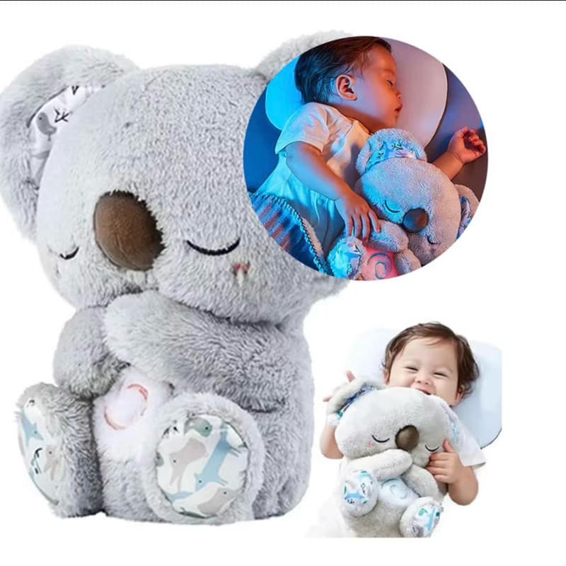 Pelucia Calm Koala Luz Som Respiracao Musica Ninar Bebe Menino Menina Infantil Polibrinq