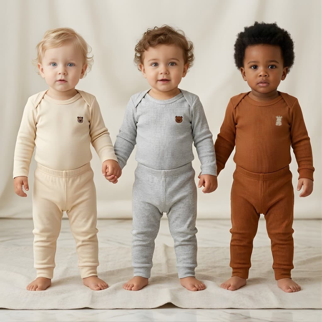 Kit 6 Peças Bebê Menino Body Manga Longa + Calça | RN P M G GG | Inverno Malha Suedine Ribana