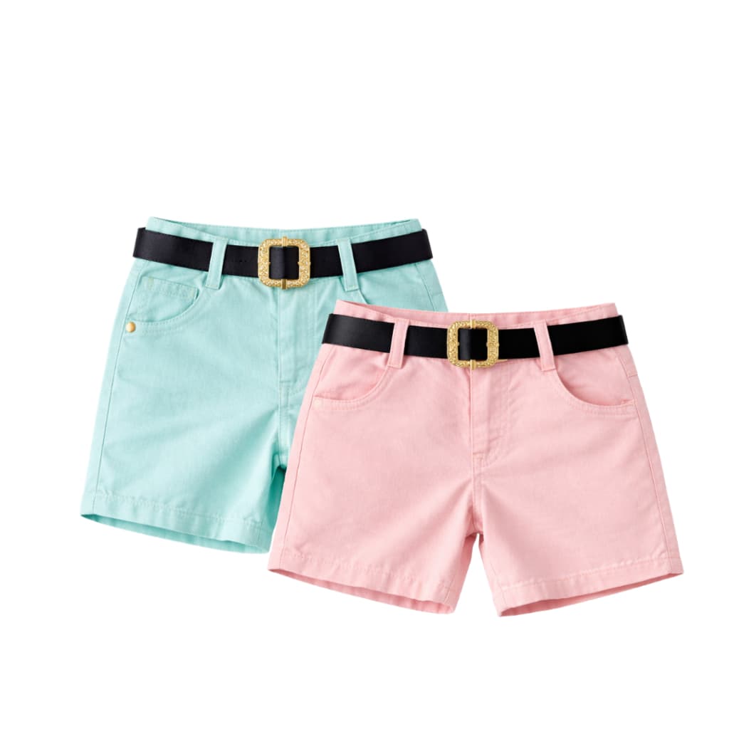 kit 2 Short Feminino Linho com cinto Menina Blogueirinha