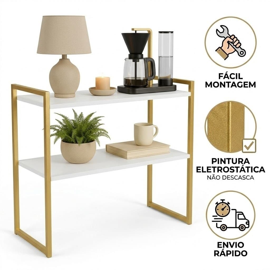 Cantinho do Café Aparador Industrial em Ferro e MDF Elegante Multiuso para Sala e Cozinha
