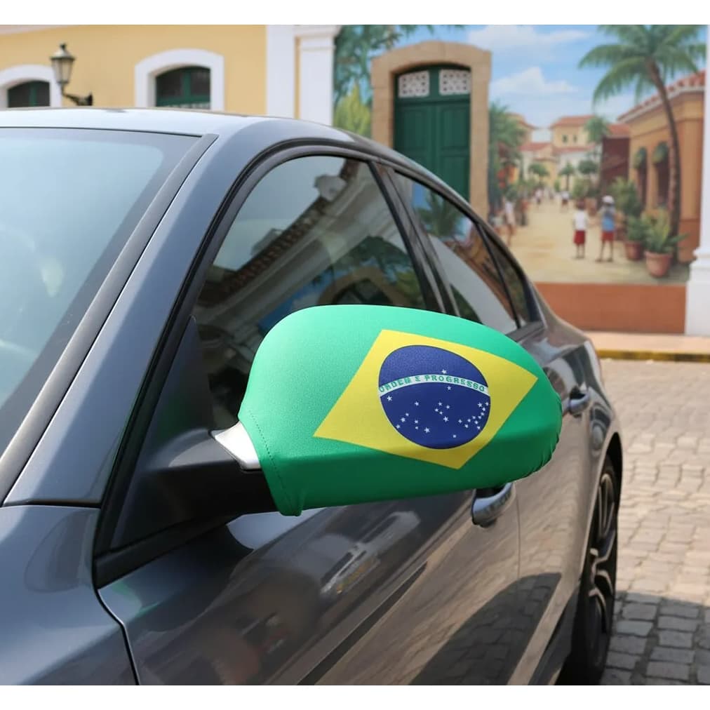 Par de Capa Para Retrovisor Bandeira Brasil Copa Torcida