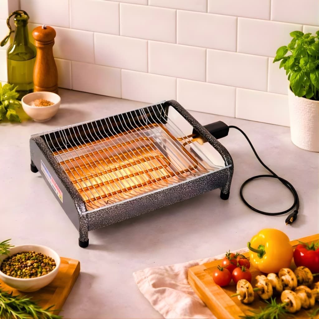 *DESCONTO* Churrasqueira Elétrica Portátil Sem Fumaça 110v ou 220v Em Alumínio Bandeja Colhedora