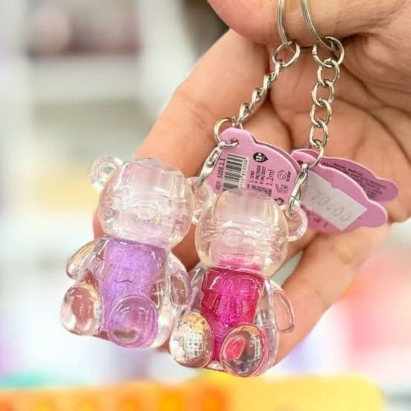 Gloss Chaveiro Hidratante Efeito espelhado C/Brilho Maquiagem feminina Infantil Urso Teddy