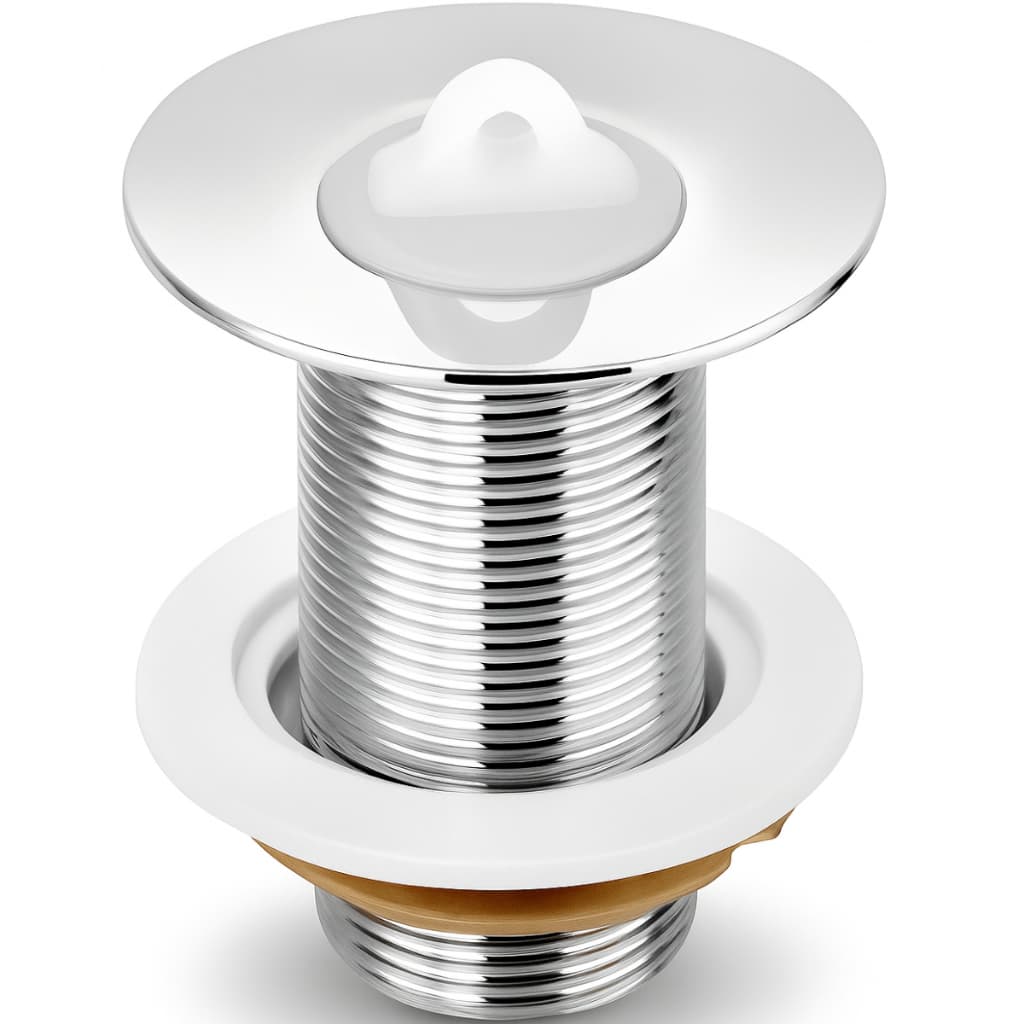 Válvula para Lavatório Metal 1603 7/8 Cromada Universal com Tampa Ralo Pia Banheiro Rosca Padrão Alta Resistência