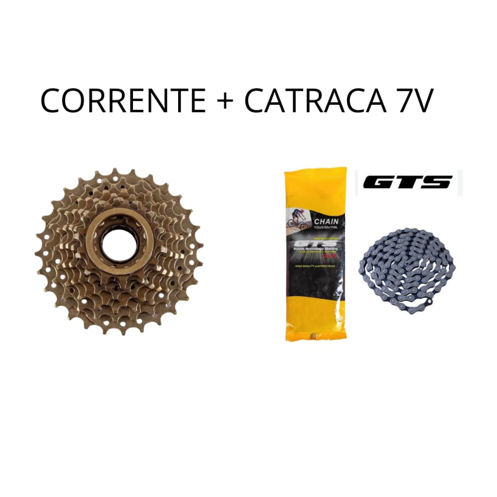 Kit catraca e corrente GTS 7v 21 marchas para bicicleta index promoção