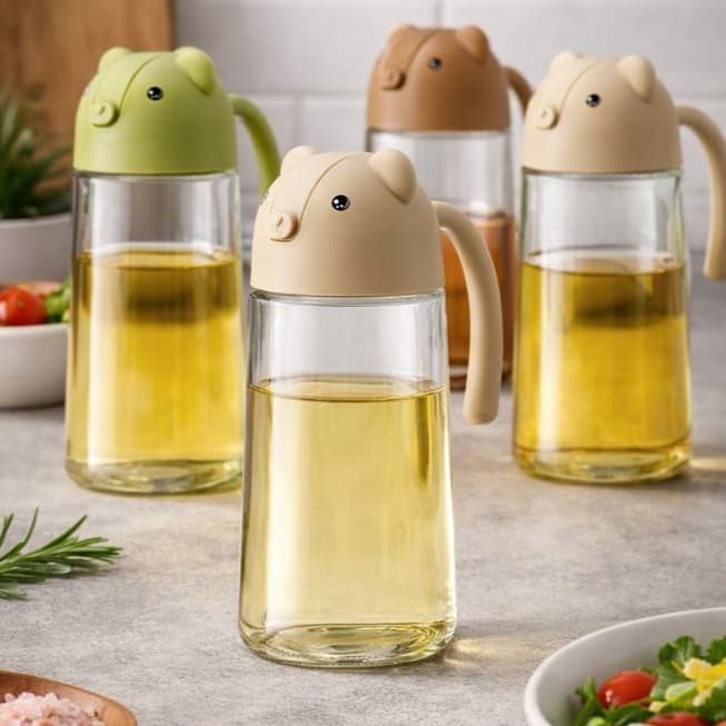Garrafa Óleo Com Tampa 630ml Abre E Fecha Automático Sem Vazamento