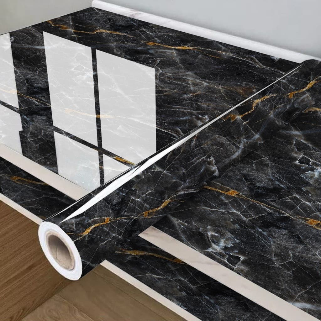 Papel De Parede Adesivo de Mármore Preto Cinza E Branco Autocolante Lavável Para Quarto - Sala -Cozinha | Envio Rápido