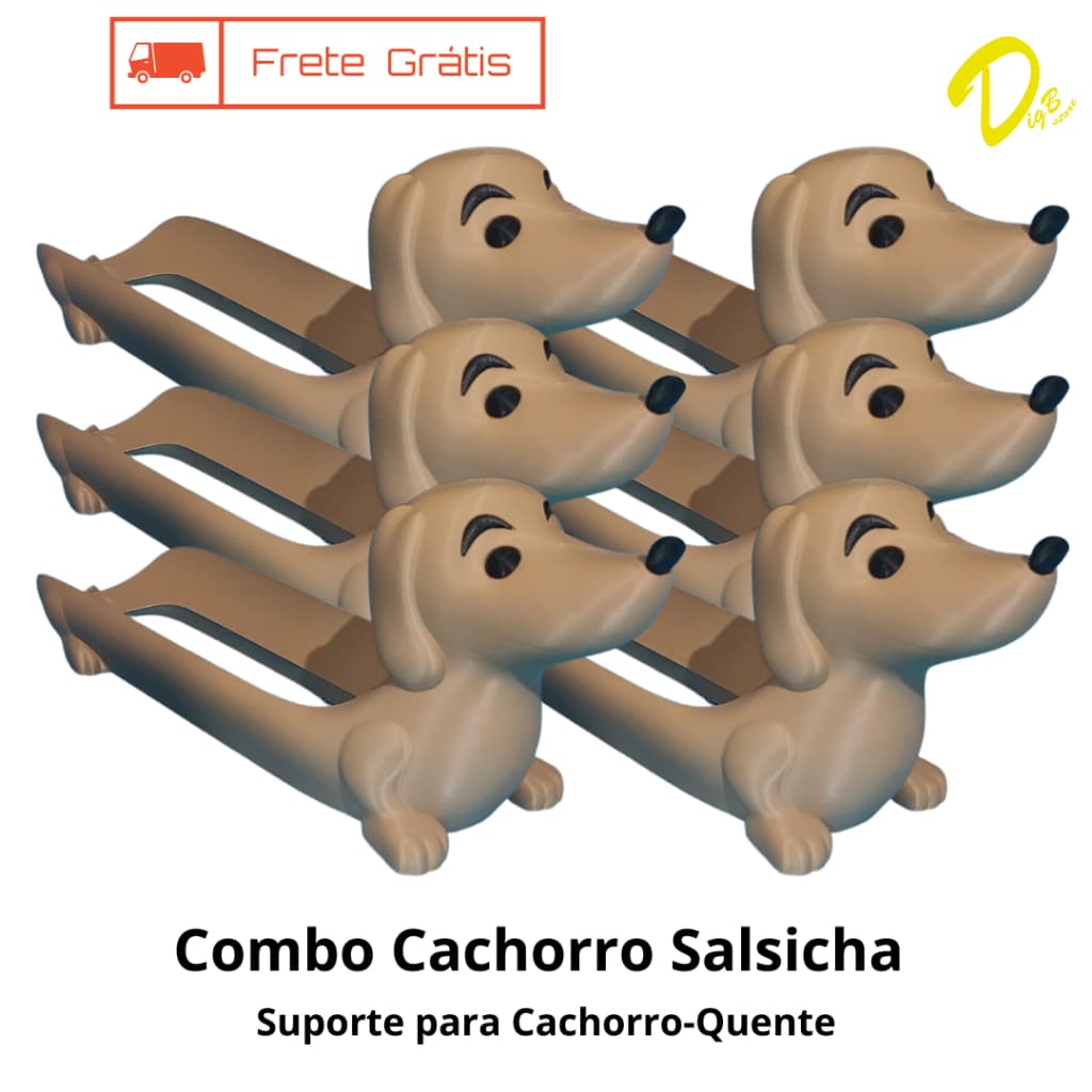 Combo Suporte para Cachorro-Quente 20 cm Hot Dog em Formato de Cachorro Presente