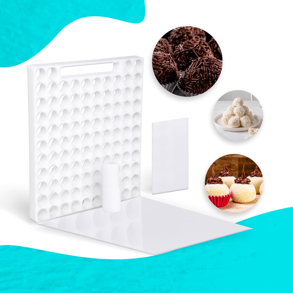 Placa Porcionadora Polietileno 76 Furos Dosadora De Brigadeiro Docinhos 10G 13G 15G 18G 21G