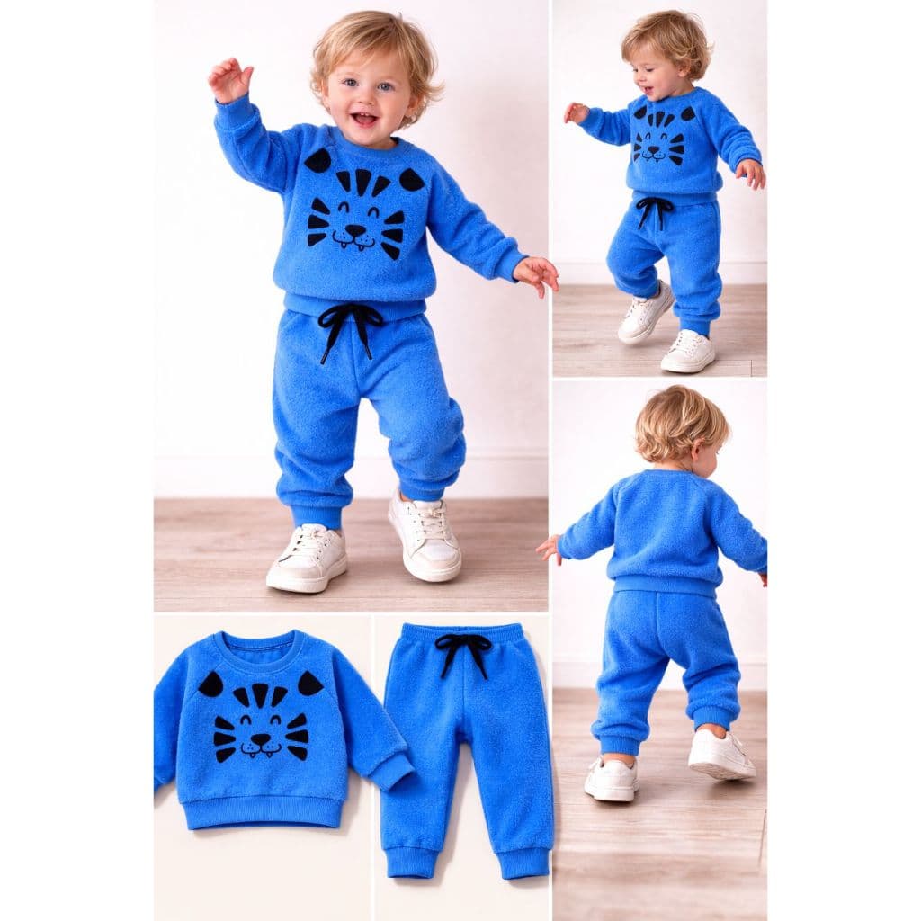 Conjunto Moletom 100% Peluciado Menino Boucle. Tam 1/2/3. Inverno Infantil