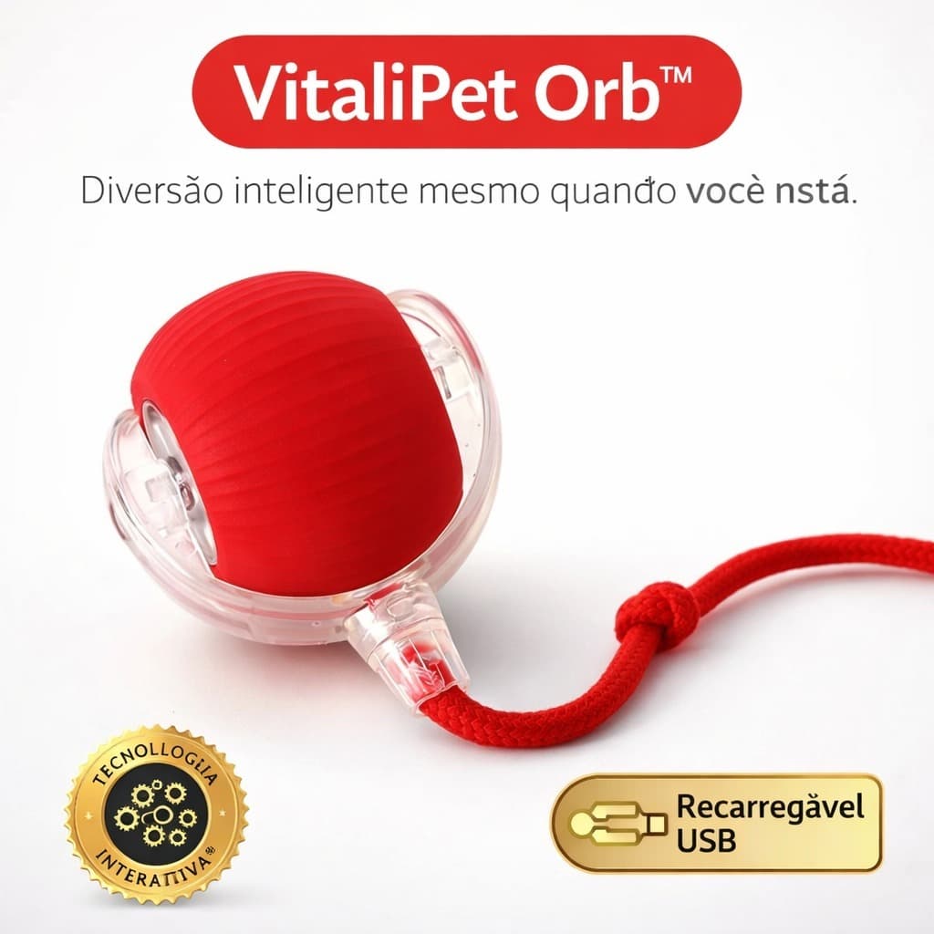 Bola Brinquedo Giratória para Pets Gatos Cachorros Automático Recarregável