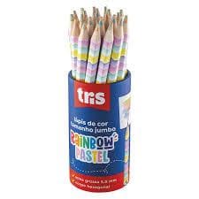 Lápis de Cor Jumbo Rainbow TRIS – Cores Vibrantes e Mina Grossa 5,5mm – Material Escolar / Desenho