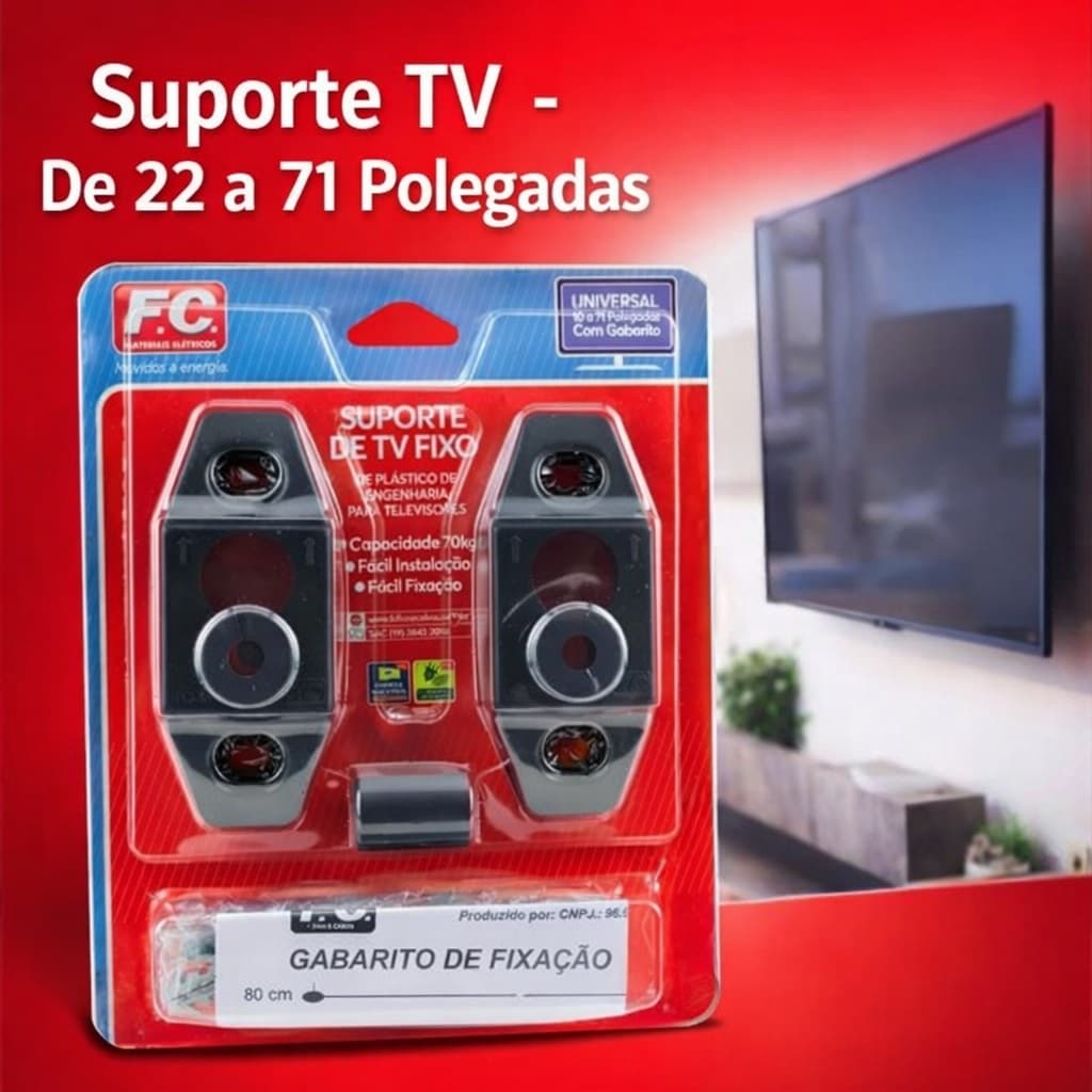 SUPORTE DE TV 22/ 32/ 40/ 50/ 55/ 60/ 65/ 71 polegadas