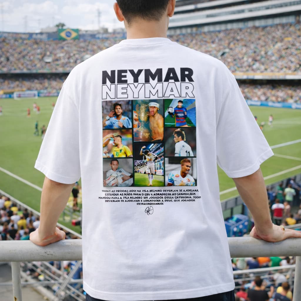 Camiseta Neymar Jr Estampada Oversized Unissex Camisa Personalizada Fã De Futebol