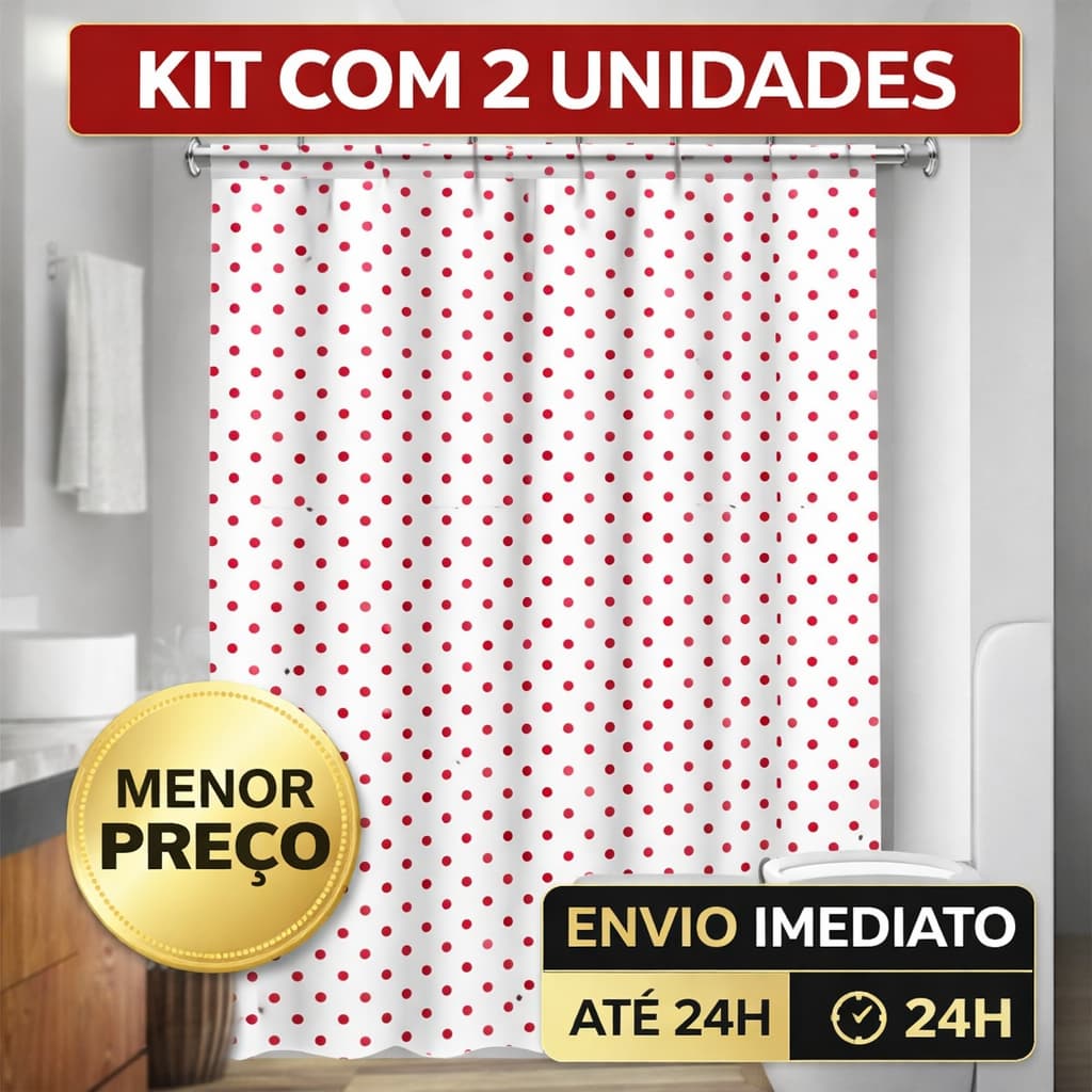 Kit 2 e 3 Cortinas Box Diversas Estampadas Uso Direto no Suporte Acabamento 100% PE