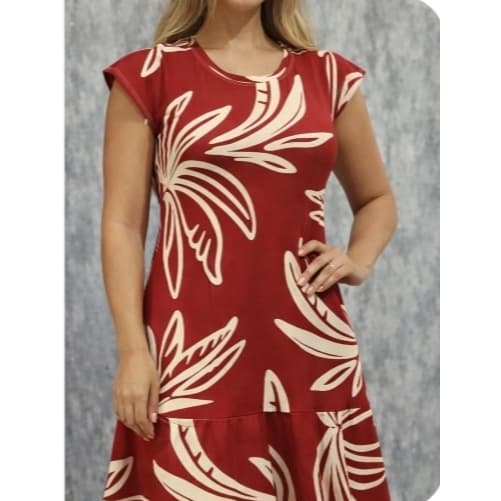 Vestido Estampado no Tecido Visco Lycra Tamanho GG Casual com Babado na Barra Confortável Leve e Elegante