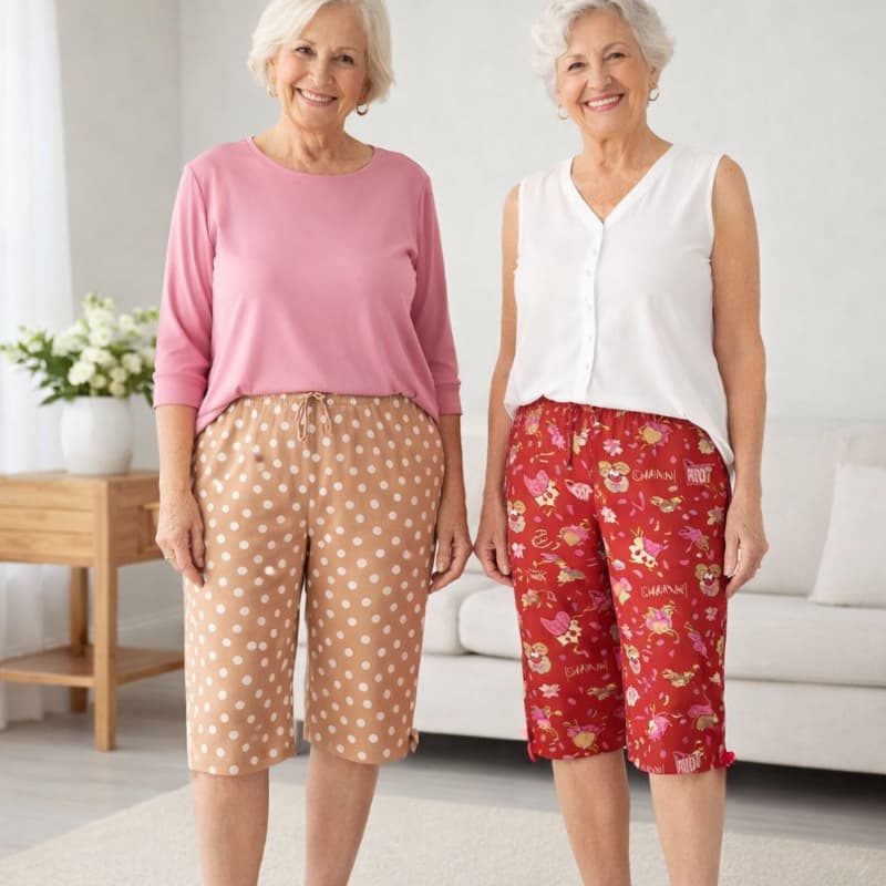 Kit 2 Bermudas Capri De Senhora Liganete- Leve, Fresca, Confortável, Fresquinho, Estampadas, Pijama