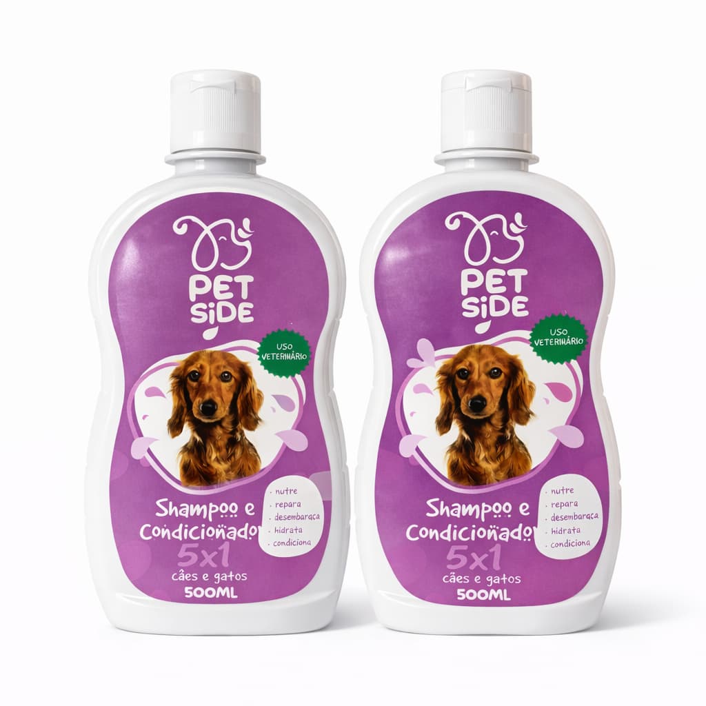 Kit 2 Shampoo & Condicionador 5x1 para Cães e Gatos - Petside 500ml